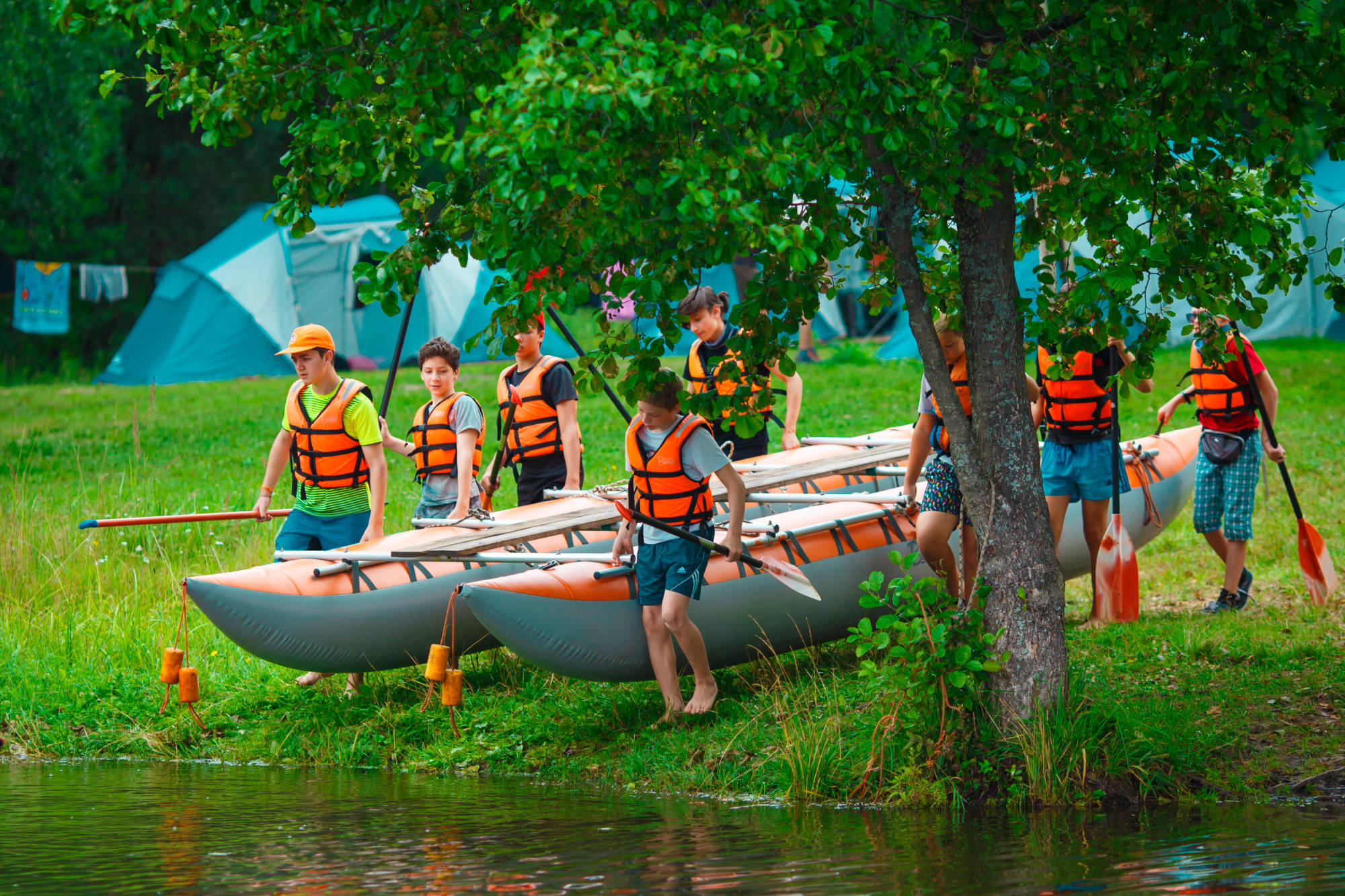 rafting on the river on catamarans