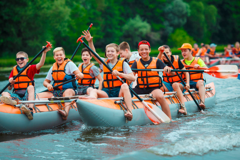 rafting on the river on catamarans