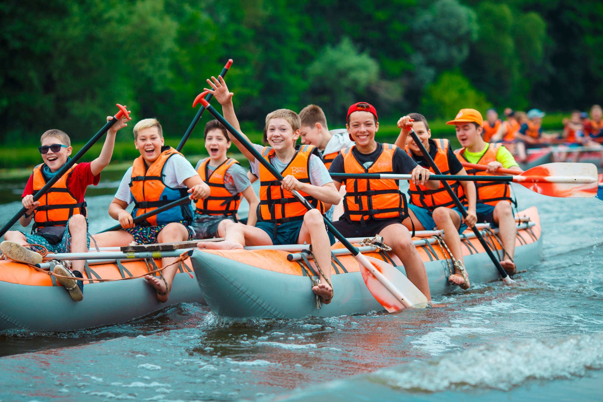 rafting on the river on catamarans