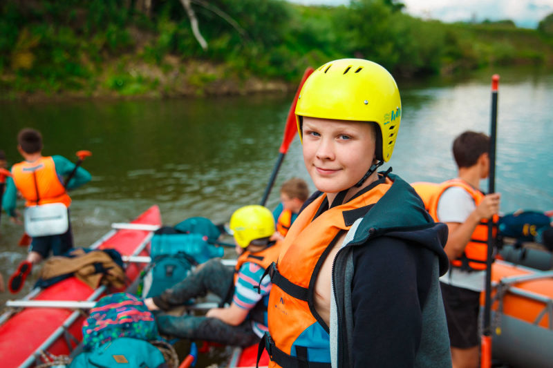 rafting on the river on catamarans